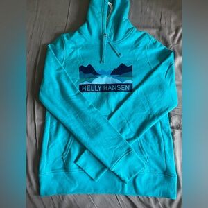 Helly Hansen Teal Hoodie with Mountain view graphics M